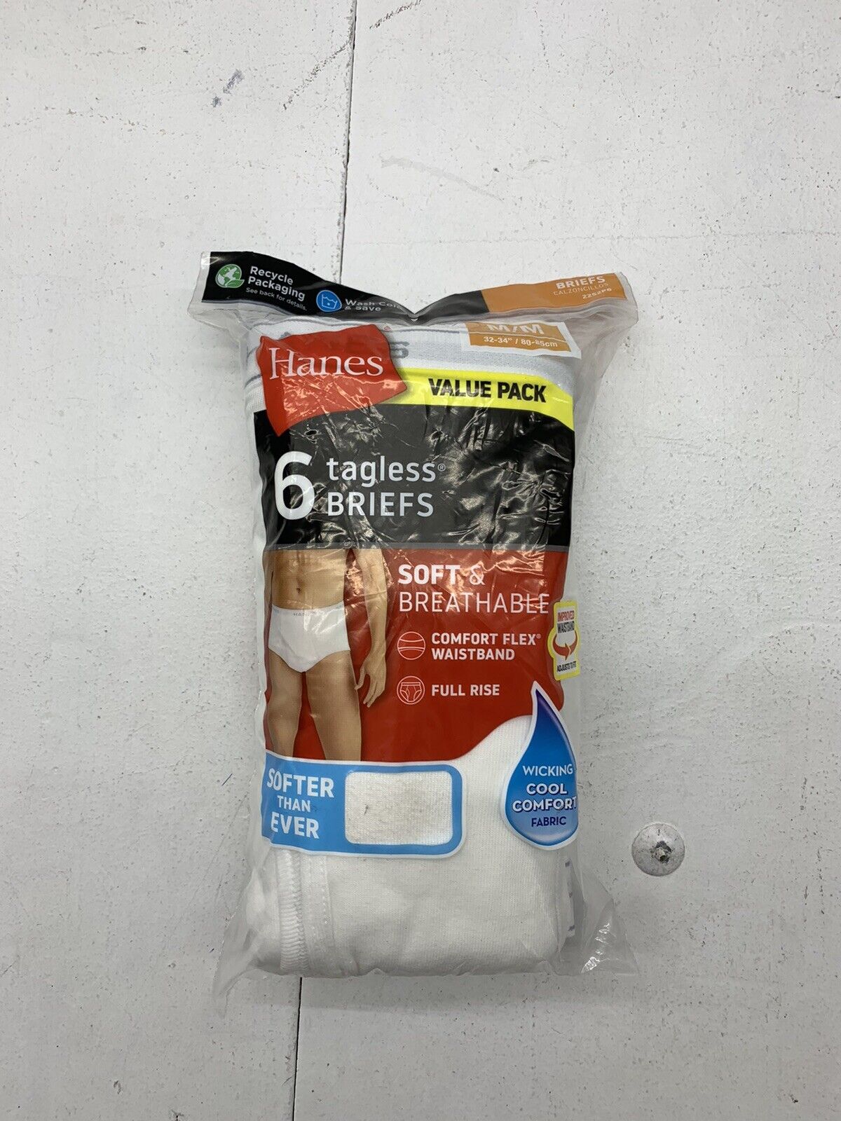 Hanes Mens White Briefs 9 Pack ComfortSoft Tagless Full Rise Underwear M-3X  
