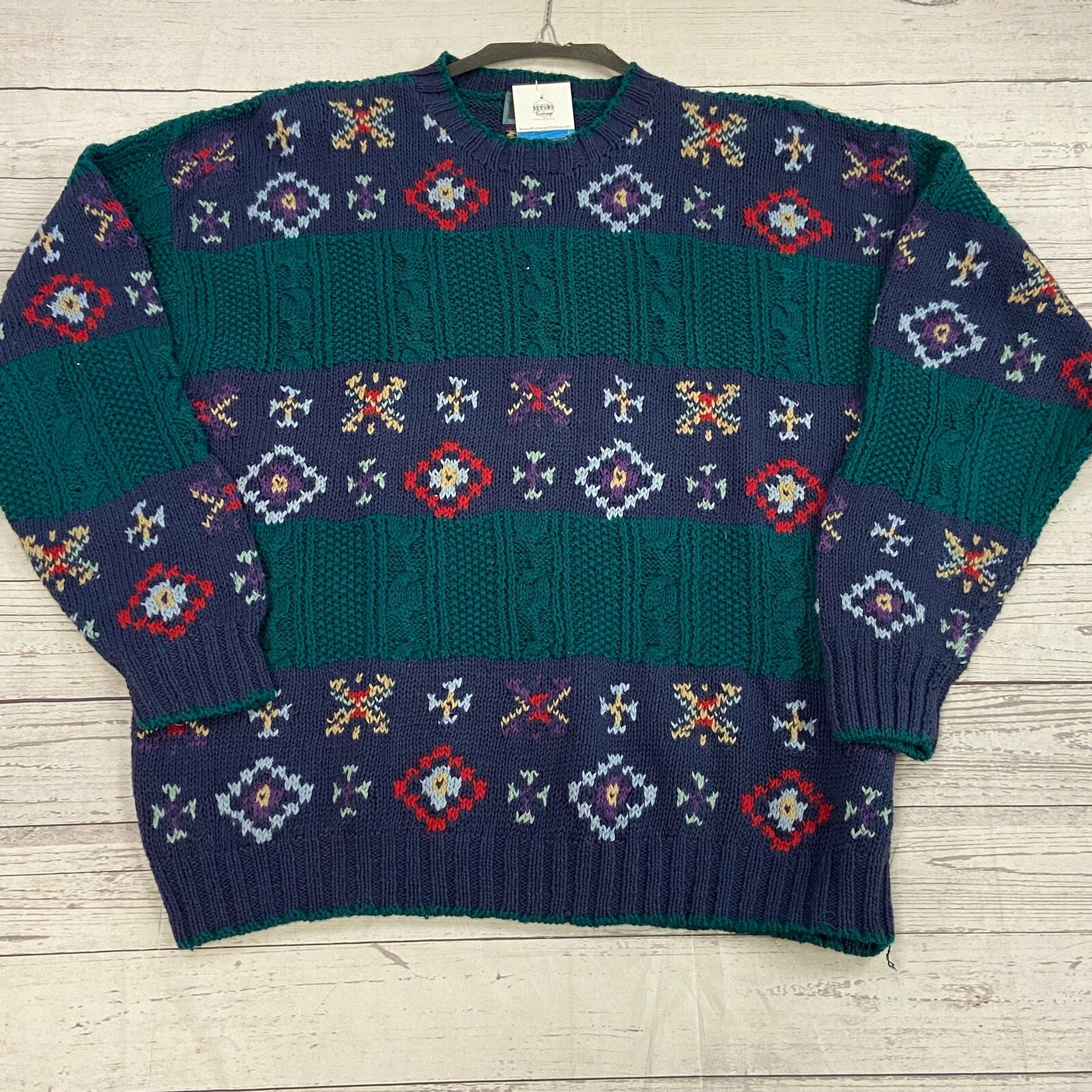 Vintage Woolrich Multicolor Knit Dad Sweater Men Size XL - beyond