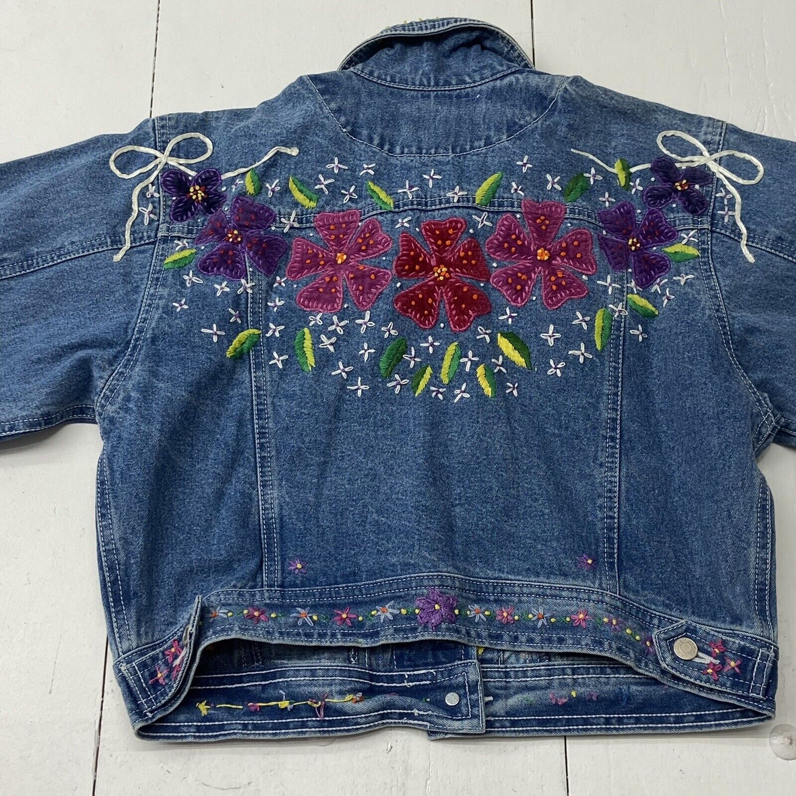 Hand-painted Flower Vintage Denim Jacket